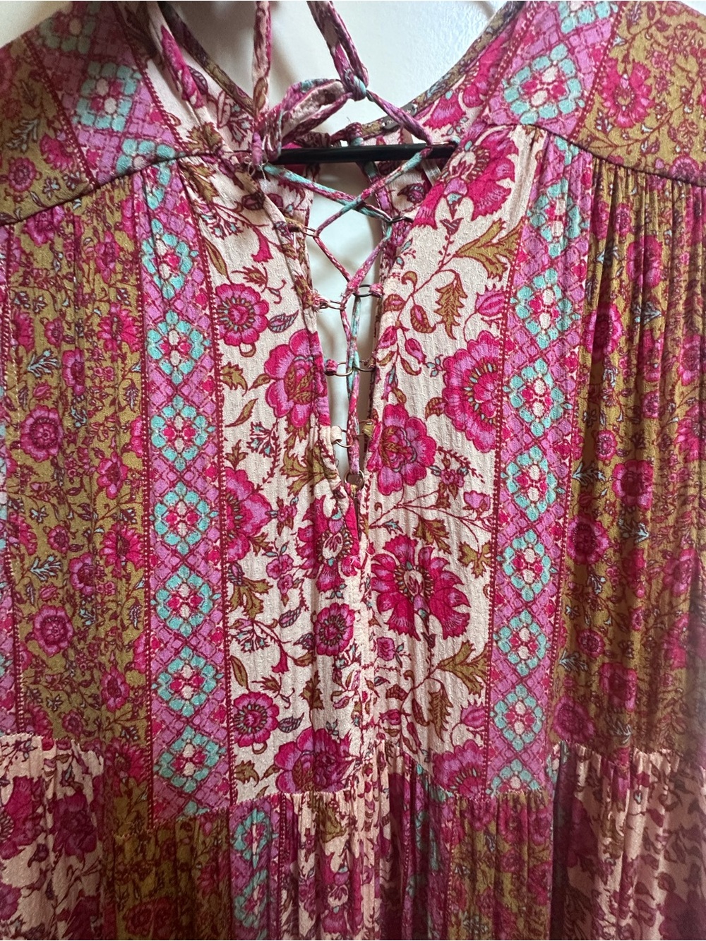Free People Hanalei Bay Maxi Dress Patchwork Boho Floral Tiered Maxi Dress - Picture 8 of 13